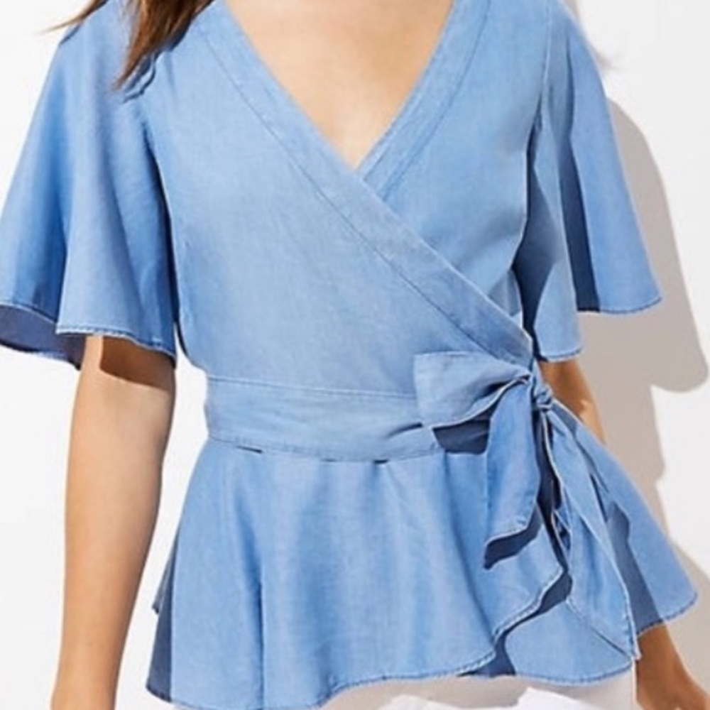 Loft chambray wrap top